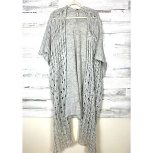 Free People Womens M/L Gray Heath Knit Kimono Cardigan Knit Open Front Sweater